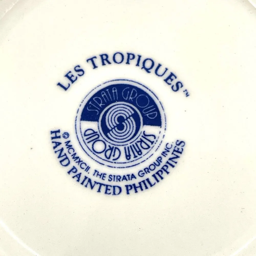 Les Tropiques Strata Cereal Bowl Blue Hand Painted Tropical Fish *Paint Chip